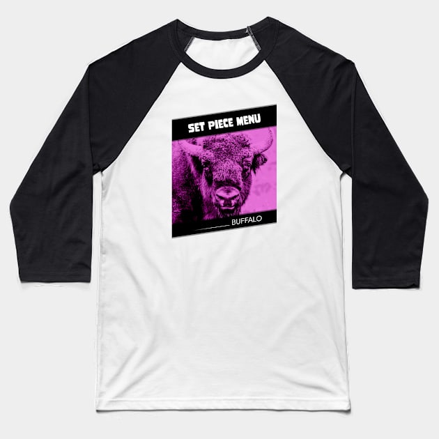 SPM Buffalo Bison Pink Baseball T-Shirt by Set Piece Menu Podcast